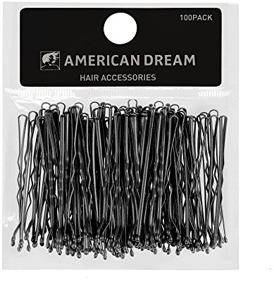 American Dream Wavy Bobby Pins, 3.8 cm, Black, 100-Count