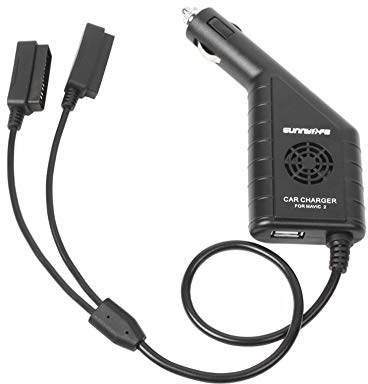 Yangers Kfz Ladegerät für DJI Mavic 2 Zoom / Pro, 3 in 1 Auto Ladegerät Adapter Für Zwei DJI Mavic 2 Akku + 1 Fernbedienung Controller (Schwarz)