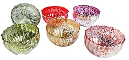 Glas Schwimmschale bunt (6er Set) D: 6cm - Schwimmkerzen, Schwimmlicht, Tischdeko, Teelichthalter