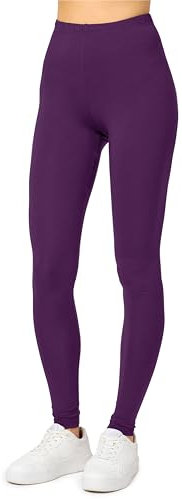 Merry Style Leggings Lunghi Donna in Viscosa con Elastan Ampia Pantaloni Donna Banda Elastica Leggins per Casa Palestra Tempo Libero MS10-143 (Prugna, S)