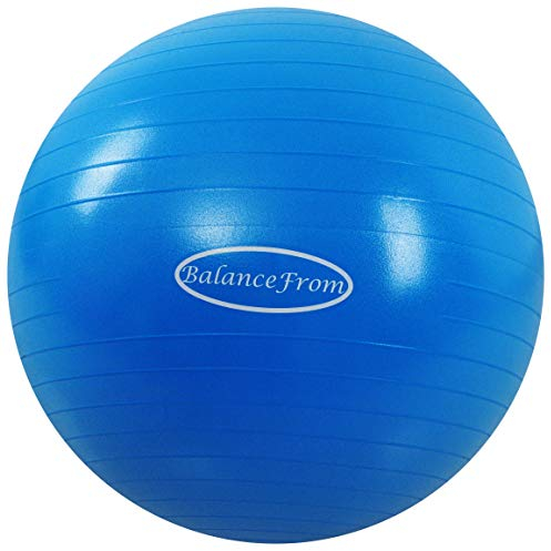 Fitvids Palla per esercizi anti-scoppio e antiscivolo, palla da yoga, palla da fitness con pompa rapida, capacità 0,9 kg, blu, 66 cm, L