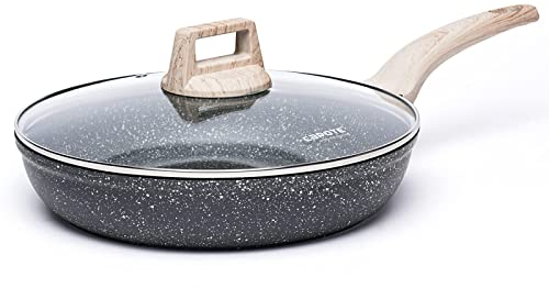 CAROTE Bratpfanne Wokpfanne mit Deckel 30 cm 5.2L,Pfanne mit Antihaftbeschichtung,Tiefe Bratpfanne Für alle Herdarten inklusive Induktion,Bester Papa Geschenk Vatertag
