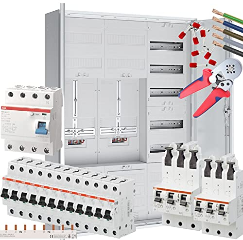 WITTKOWARE Zweifamilienhaus Komplett-Zählerschrank, 2x 3-Punkt Zählerplätze, Verteilerfeld mit APZ, FI 40/0,03A, 12x Automaten B16A, Verdrahtungsset, 2x SLS 63A