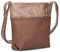 Zwei Damen Umhängetasche JANA J10 Crossbody Bag 5 Liter Handtasche im Canvas-Stil im Bicolor-Design + passender Kosmetikbeutel/Geldbeutel gratis (wood)