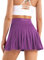 Damen Plissierte Tennisrock mit Hose Sommerrock Minirock Sportrock Golfrock Tennis Golf Rock Sport Workout Running kurz, Violett, XL