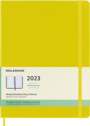 Moleskine Wochenplaner 2023, 12-Monats-Wochentagebuch, Wochenplaner und Notizbuch, Hardcover, XL-Größe 19 x 25 cm, Farbe Heu Gelb