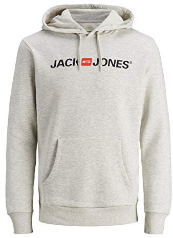 JACK & JONES Herren JJECORP Old Logo Sweat Hood NOOS 12137054, White Melange/REG FIT - MELANG, XXXL