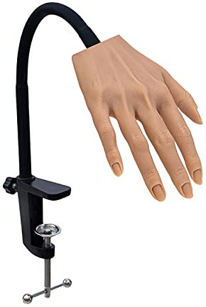 XMASIR Silicone Practice Hand, Adjustable Practice Hand for Acrylic Nails with Stand Flexible Bendable for Manicure DIY Nails Sketch Tattoo Practice (Right hand)