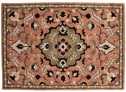 RUG PRINCE Teppich aus Wolle 160x230 Rosa Medaillon Handarbeit Handtuft Modern 215
