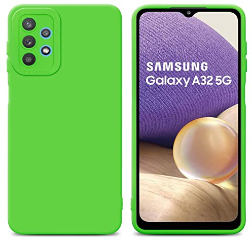 Cadorabo Hülle kompatibel mit Samsung Galaxy A32 5G Schutzhülle TPU Silikon Case Liquid Design mit Kameraschutz Slim Kratzfest Weiche Gummi mit Rundumschutz Case Hülle für Galaxy A32 5G in Grün