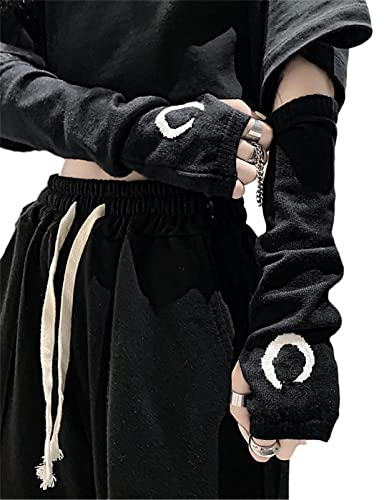 URAWESO Goth Armstulpen Emo Punk Y2k Armstulpen Fingerlose Handschuhe Cosplay Kostüm, Black05, Einheitsgröße
