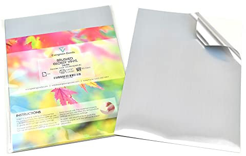 Evergreen Goods 10x A4 Metallic Vinyl Aufkleber | Inkjet & Laser wasserdicht | Selbstklebend | Drucken zu Hause (gebürstetes Silber) | Weihnachtsaufkleber