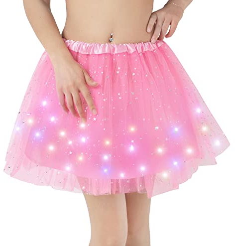 Kefiyis Tüllrock Damen LED Tütü Erwachsene Teenager Tutu Party Ballett Tanzen Fancy Dress Halloween Kostüm