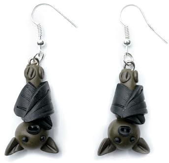 Miniblings Fledermaus Ohrringe Hänger Vampir Kostüm Halloween hängend schwarz - Handmade Modeschmuck I Ohrhänger Ohrschmuck versilbert