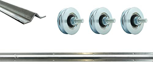 SCHARTEC Schiebetor Laufschiene Set V-Profil mit Rollen bis 5m Schiebetür Bodenlaufschiene mit Rolle Schiene Boden Tor für außen outdoor (Set bis 4m)