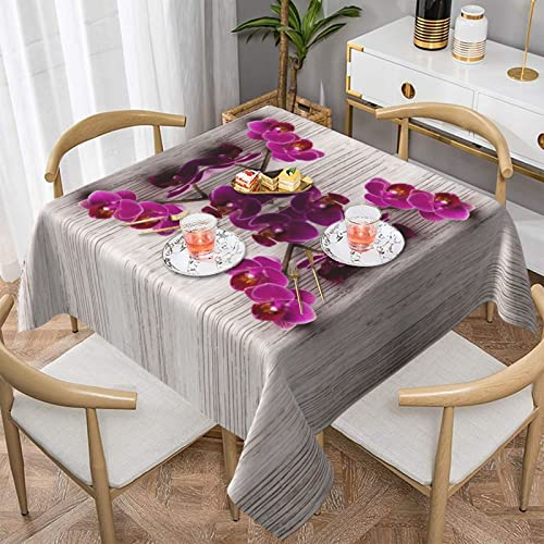 Orchideen-Tischdecke – 137 x 137 cm, waschbar, Polyester, rund – perfekt für Buffet-Tische, Partys, Urlaubsessen