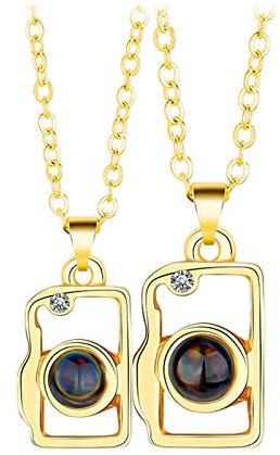Photo Projection Necklace, Camera Icon Projection Necklace,Memorial photo in Camera projection necklace,Personalized Wedding present (Gold)