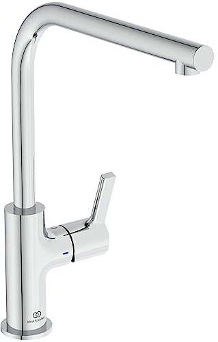 Ideal Standard - Gusto, Miscelatore monocomando per lavello da cucina, Bocca ad L tubolare ed erogazione orientabile, Cromato