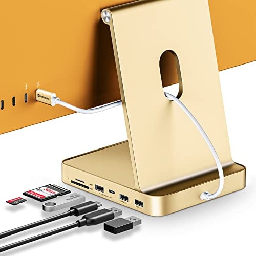Minisopuru USB C Hub für iMac 24 Zoll 2021/2023, iMac Zubehör unterstützt M.2 NVMe SSD, iMac USB Hub für iMac M1/M3, iMac USB Adapter mit USB A/C 10 Gbit/s, SD/TF, M.2 SSD (Nicht enthalten), Gelb