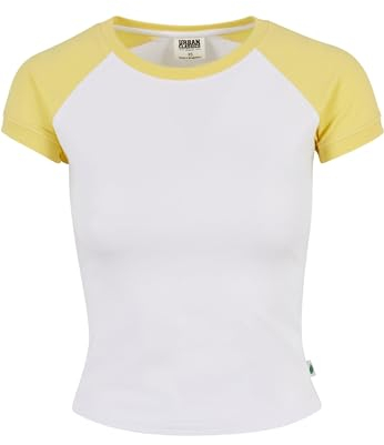 Urban Classics Damen T-Shirt Ladies Organic Stretch Short Retro Baseball Tee White/vintagesun S