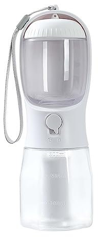 10oz Pet Water Bottle, Outdoor Portable 3 in 1 Dog Water Bottle Multifunctional Pet Water Bottle Dispenser for Dog,Cat,Rabbit,Puppy and Other Pets for Walking,Hiking,Camping,Travel (White, 300ml)