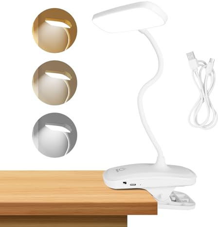 AiQInu Luz Lectura con Clip, Luz de Lectura con Flexo Pinza, Lampara Lectura Cama, Lampara Lectura Flexible de 360°, 18 Led Lampara Pinza, Lampara Lectura Cama, 3 Temperaturas de Color