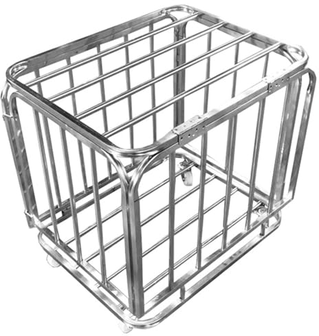 ZWJABYY Rolling Sports Ball Storage Cart,Sports Lockable Ball Storage Locker, Stackable Ball Cage for Garage Storage Garage Organizer,Metal Ball Storage Bin,Stainlesssteel-S