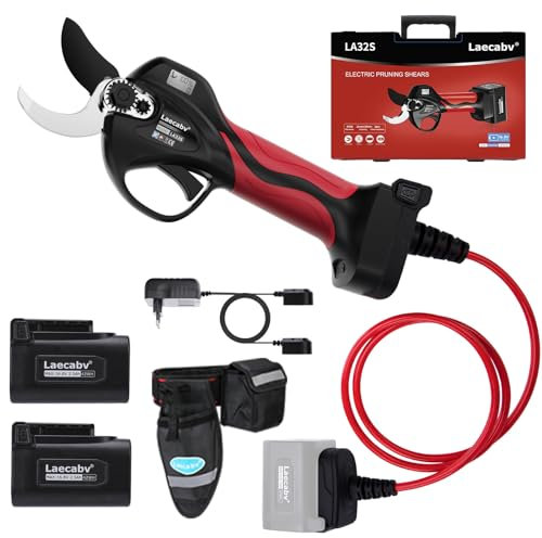 Laecabv Forbici Potatura Elettriche Batteria 32mm Cesoia da Potatura con Display a Cristalli Liquidi per Giardinaggio (LA32S(2.5AH+2.5AH))