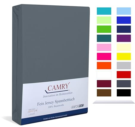 Camry Spannbettlaken 90x200cm - 100x200cm Grau Baumwolle Bettlaken Jersey Spannbetttuch Oeko-Tex 100