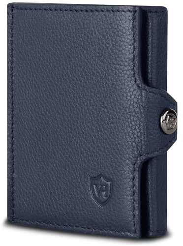 VON HEESEN Slim Wallet mit XL Münzfach & RFID-Schutz - Mini Geldbörse Herren & Damen - Kartenetui Kreditkartenetui - Portmonee Geldbeutel Portemonnaie klein Blau