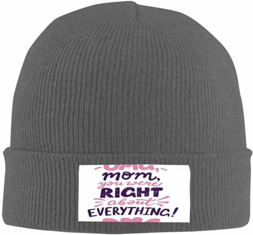 Warme Wintermütze und stilvolle dunkelgraue Strickmütze für Damen und Herren, trendige, quadratische Kunst, 4 minimalistische Beanies, 4141c-omg Mom Funny Beanie Hat Cap, One size