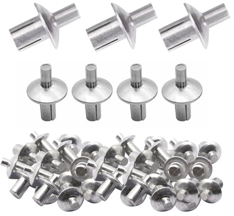 100 Stück Aluminium-Kernnieten Mit Rundkopf Flachrundkopf-Kernniete Aluminium Kernnieten Expansion Runde Kopf Aluminium Nagel Flacher Kern-Gewindeniet Mit Rundem Kopf (200pcs)