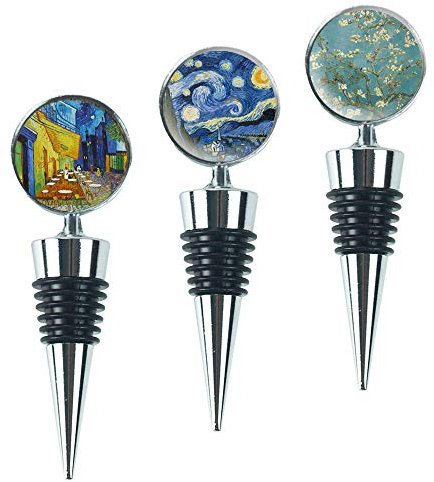 Czzmy Flaschenverschluss, 3 Stück Weinkorken, Champagnerverschluss aus Edelstahl für Sekt, Champagner-Bier-Kollektion (3-Van Gogh)