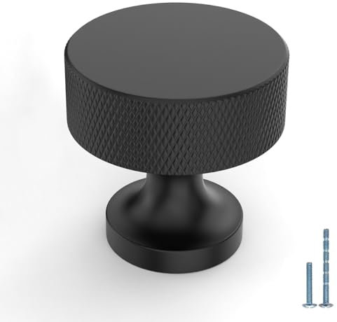 Amerdeco 10 Pack Matte Black Knurled Cabinet Knobs Kitchen Cabinet Handles for Drawer Dresser, Cupboard and Wardrobe AM012