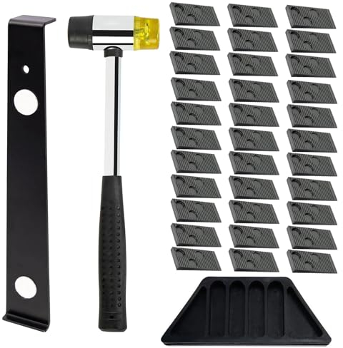 Raxfekro 33 Piezas Suelo Laminado set, Mazo de Goma de Doble Cara, Robusto Bloque de Corte Roscado y Varilla Tensora de Acero inoxidable para la Instalación de Suelos Laminados