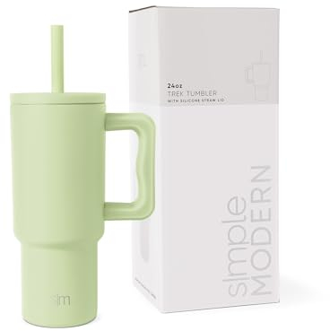 Simple Modern Kinder-Becher mit Griff und Silikon-Trinkhalm-Deckel, auslaufsicher und auslaufsicher, wiederverwendbare Edelstahlflasche, Geschenk für Kinder, Jungen, Mädchen, Trek-Kollektion, Sandy