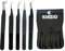 KINZIO Pinzette per extension ciglia Set di 5 pinzette, in acciaio inossidabile giapponese, dritte curve 45 Pinzette per ciglia con volume di 90 gradi (Nero, Set da 5 pezzi)