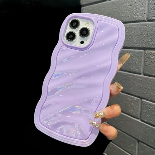 ZCDAYE Case for iPhone 12 Pro Max/iPhone 13 Pro Max Unique Water Ripple Texture Phone Case, Wavy Curly Frame Cute Shell Soft TPU Shockproof Cover for iPhone 12 Pro Max/13 Pro Max,Purple