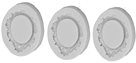 3Pcs Silicone Frame Cake Moulds, Photo Frame Cake Moulds European Vintage Lace Photo Frame Fondant Moulds Fondant Candy Chocolate Moulds for Cake Decorating, Sugar, Gum Paste