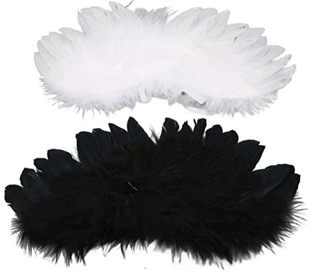 Dekaim Kugelgelenk Puppe Federflügel Mini Engel Federflügel 2 Stück, Schwarz und Weiß Kugelgelenk Puppe Flügel für 1/3 1/4 1/6 Puppen