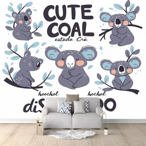 Papier Peint de Photo Koala Animal De Dessin Animé 200x140 cm Papier Peint Panoramique Papier Peint intissé Murale Pour Chambre De Fille, Garçon, Chambre De Bébé Salon Chambre Décor
