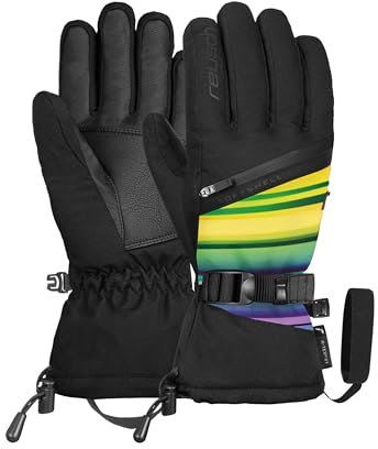 Reusch Demi R-TEX XT extra warme, wasserdichte, Winddichte und atmungsaktive Winterhandschuhe Fingerhandschuhe Schneehandschuhe Skihandschuhe für Damen, schwarz-Mehrfarbig, 6