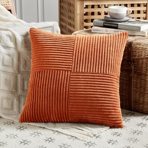 FDTERN 1 Stück Karamell Kissenbezug 65x65 cm Weich Kordsamt Kissenbezüge Kissenhülle Dekokissenbezug Sofakissen Dekokissen Boho Deko für Sofa Schlafzimmer Wohnzimmer Balkon (Ohne Kissenfüllung)