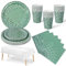Nkaiso Anniversaire Vaisselle de fete 141 Pièces Vert gazon et argent Party Assiette Anniversaire Set Comprendre Papier Assiette Serviettesr Réutilisable Couverts pour Party Decoration -20 Invités