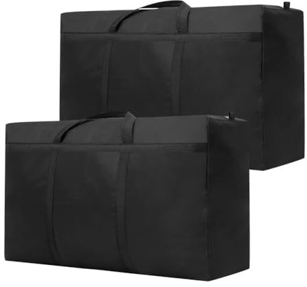 MIUUIPI 2 Stück 180L Extra Große Aufbewahrungstasche, Heavy-Duty Oxford Umzugstaschen mit Handgriff, Wasserdicht Reisetasche, Tragetasche für Umzug Bettwäsche Kleidung Decken (100 * 58 * 28CM)