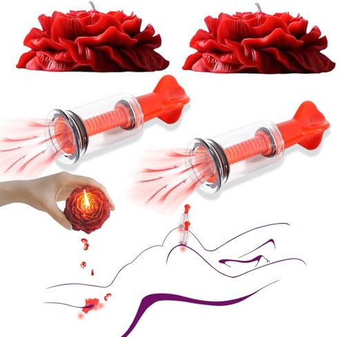 Four Seasons Rose Cryogenic Aromatherapy Candle, Long Lasting Cryogenic Candle, Romantic Drip Wax Game Wax Play, Aromatherapy Ambiance 4 Piece Set with 1 Pair of BDSM Nipple Stimulators Couples Gifts