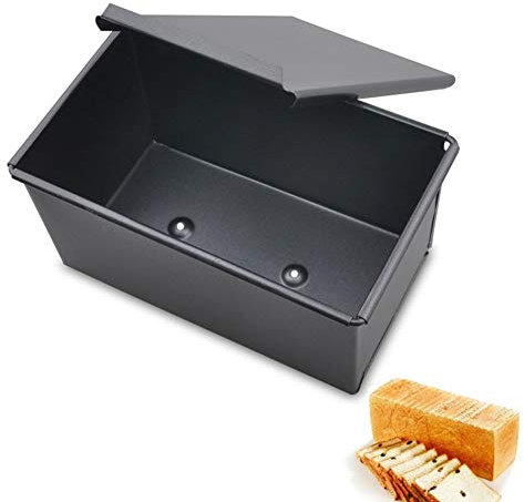 SmPinnaA Brotbackform Mit Deckel, Brotbackform Aus Eisen, Gleichmäßig Erhitzte Toastbox, Kastenform Zum Zubereiten Von Kuchen Und Brot Zum Toasten Für Küche, Backstube, Hotel,Black-500g Dough