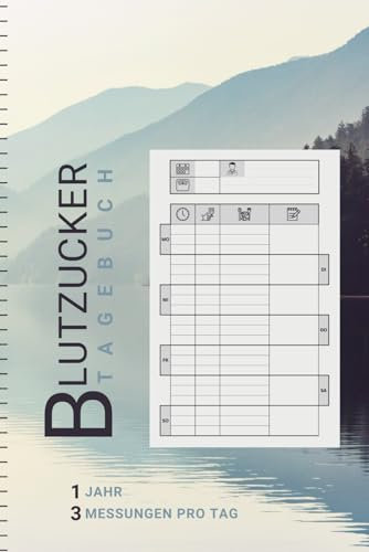 Blutzucker Tagebuch »Bergsee« für nicht insulinpflichtige Diabetiker (Typ 2): über 1000 Blutzucker Messwerte erfassen, mit Medikamentenliste, einfache ... für Frauen und Männer, alle Altersgruppen