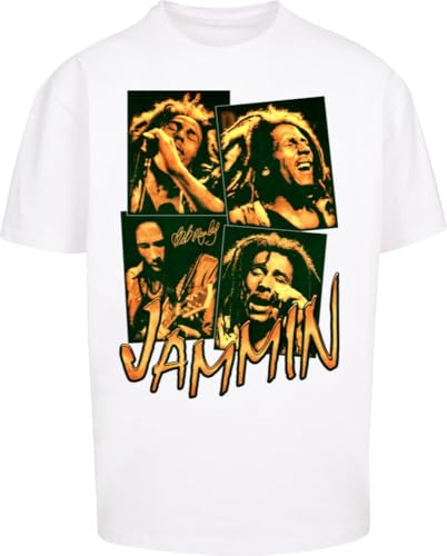 Merchcode Men's Mc1100-bob Marley Jammin Live Oversize Tee T-Shirt, White, XL