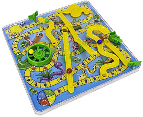 3D Snake Board Game Toy with Ladder, Family Fun Game for Kids, Plastic Material, Suitable From Ages 3 Years +, 320 X 320 X 65mm (Yellow)